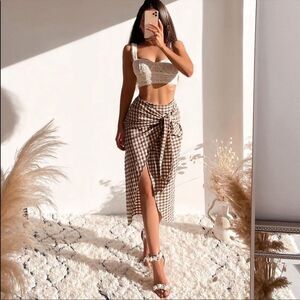 Zara Gingham Wrap Skirt Black/white color